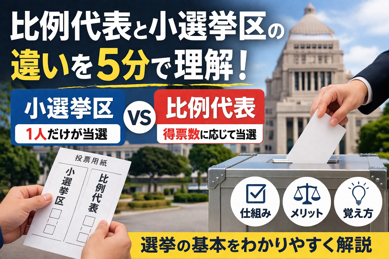 比例代表と小選挙区の違いとは？超シンプル解説